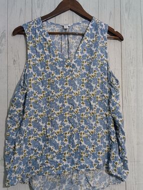 Sonoma Blue and Olive Floral V-Neck Sleeveless Camisole Sz XL